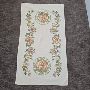 Vtg 70s JP Stevens Utica Fine Arts Bath Towel Floral Flowers 24x44